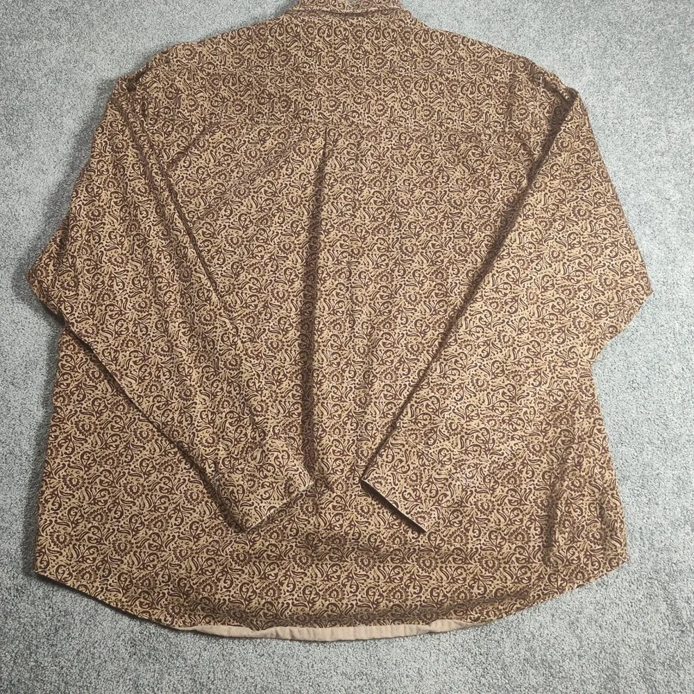 Natural Issue Shirt Mens L Beige Brown Paisley Wrinkle Free Long Sleeve Casual